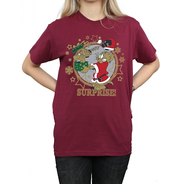 Tom And Jerry Dam/Damer Jul Överraskning Bomull Pojkvän Burgundy XL