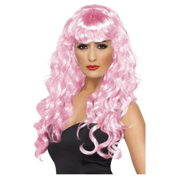 Smiffys Dam/Kvinnor Siren Peruk En Storlek Rosa Pink One Size