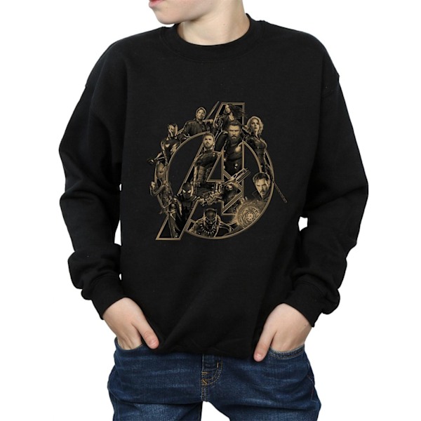 Marvel Boys Avengers Infinity War Marvel Logo Sweatshirt 7-8 år Black 7-8 Years