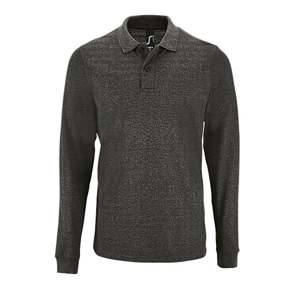 SOLS Herr Perfect Long Sleeve Pique Polo Shirt L Charcoal Marl Charcoal Marl L