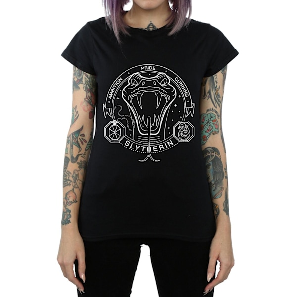 Harry Potter Dam/Kvinnor Slytherin Bomull T-shirt S Svart Black S