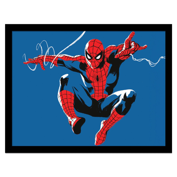 Spider-Man Web Lines Landskap inramad affisch 30cm x 40cm Blå/R Blue/Red 30cm x 40cm