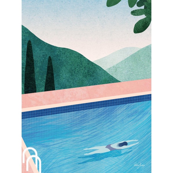 Henry Rivers Swimming Pool II Print 40cm x 30cm Grön/Bl Green/Blue/Peach 40cm x 30cm