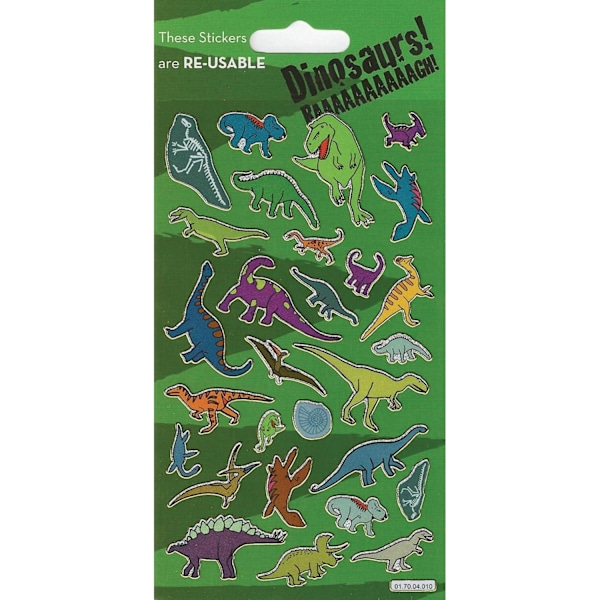 Återanvändbara dinosaurie-klistermärken En storlek Flerfärgad Multicoloured One Size