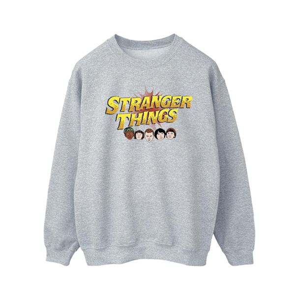 Netflix Mens Stranger Things Comic Heads Sweatshirt S Sports Grå Sports Grey S
