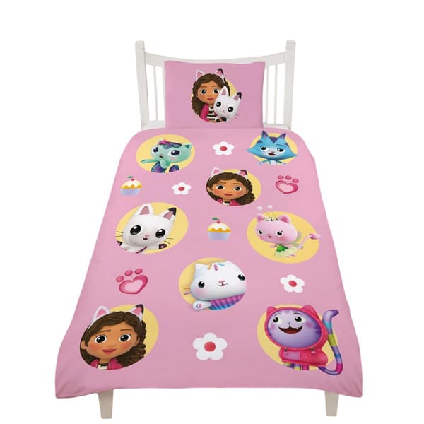 Gabby's Dollhouse Vändbart Gabby och Vänner Påslakanset Enkel Multicoloured Single