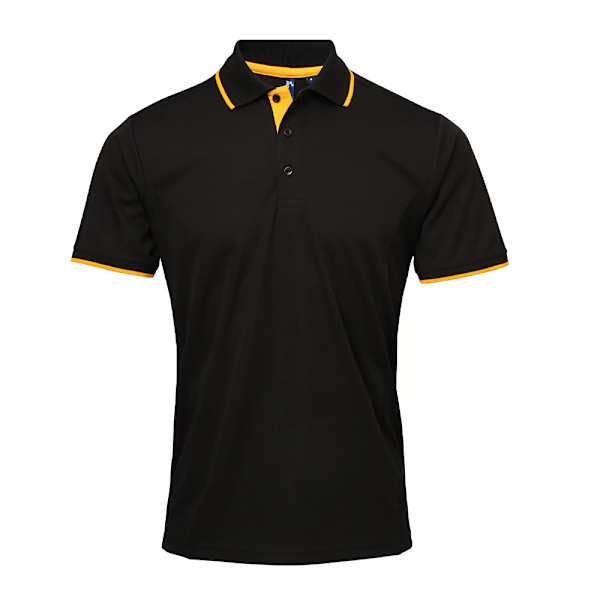 Premier Mens Coolchecker Contrast Pique Polo Shirt M Svart/Solros Black/Sunflower M
