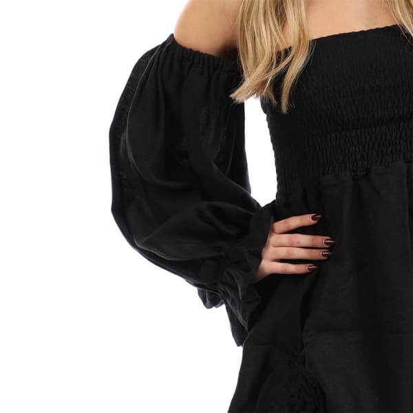 Sleeper Dam/Kvinnor Rose Linne Midiklänning med sidoslits L Svart Black L