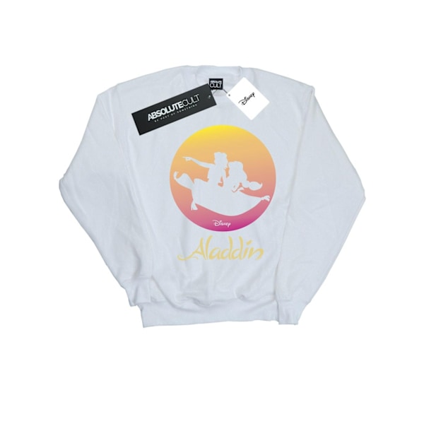 Disney Dam/Kvinnor Aladdin Flygande Solnedgång Sweatshirt M Vit White M