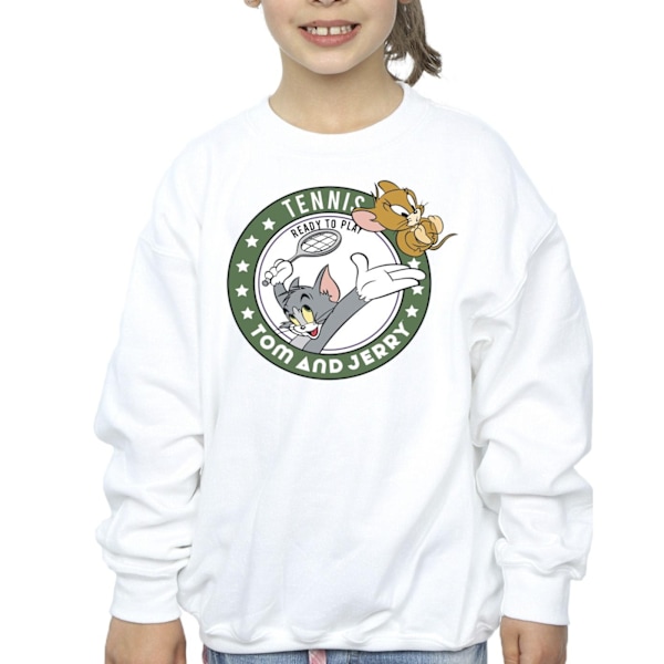 Tom And Jerry Girls Tennis Ready To Play Sweatshirt 7-8 År W White 7-8 Years