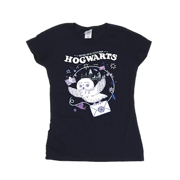 Harry Potter Dam/Kvinnor Uggla Brev Från Hogwarts Bomull T-Sh Navy Blue L