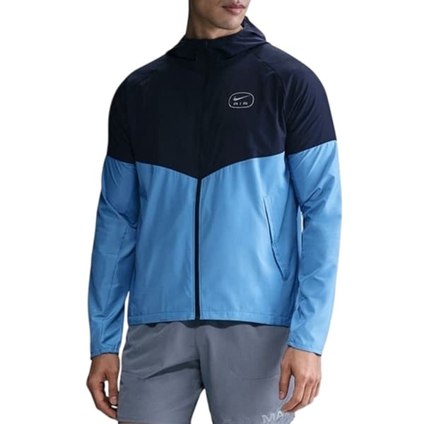 Nike Herr Air Run Colour Block Hooded Jacka L Blå/Obsidian Blå Blue/Obsidian Blue L