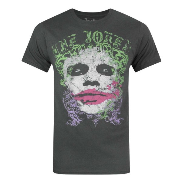 Jack Of All Trades Mens Distressed Face The Joker T-Shirt S Cha Charcoal S