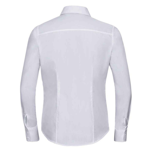 Russell Collection Dam/Kvinnor Poplin Smal Passform Långärmad För White 22 UK