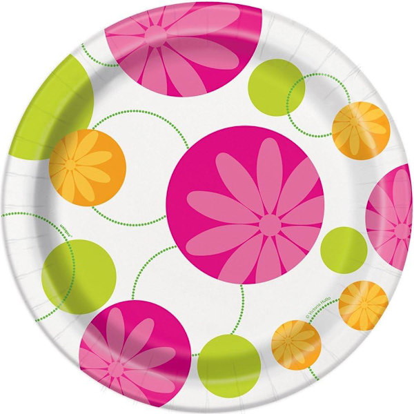 Unika festpappersblommor Sommarmiddagstallrik (8-pack) En Multicoloured One Size