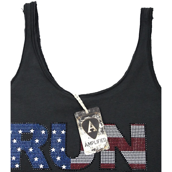 Amplified Womens/Ladies Run DMC USA Diamante Tank Top L Charcoa Charcoal L