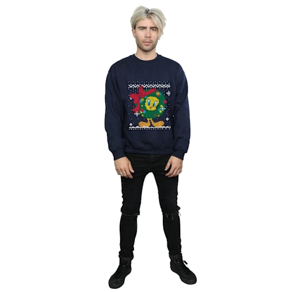 Looney Tunes Tweety Pie Jul Fair Isle Sweatshirt L N för män Navy Blue L
