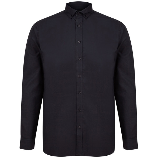 Henbury Herr Modern Long Sleeve Classic Fit Oxford Skjorta S Svart Black S