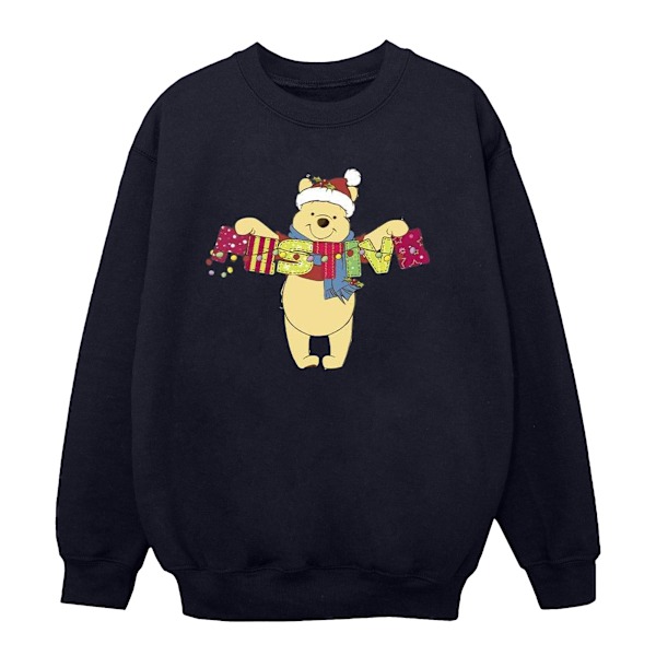 Disney Girls Winnie The Pooh Festive Sweatshirt 5-6 år Marinblå Navy Blue 5-6 Years