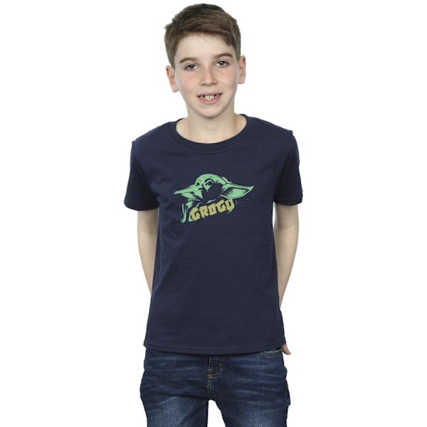 Star Wars Boys The Mandalorian Grogu The Child Splat T-Shirt 12 Navy Blue 12-13 Years