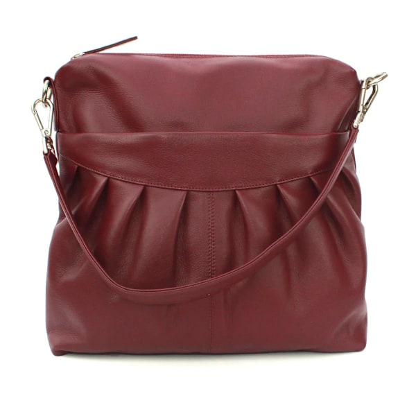 Eastern Counties Leather Dam/Damer Leona Ruched Läderhandväska Merlot One Size
