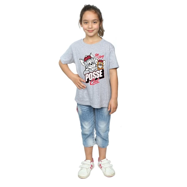 Tom And Jerry Girls Posse Cat Bomull T-shirt 9-11 År Sport Sports Grey 9-11 Years