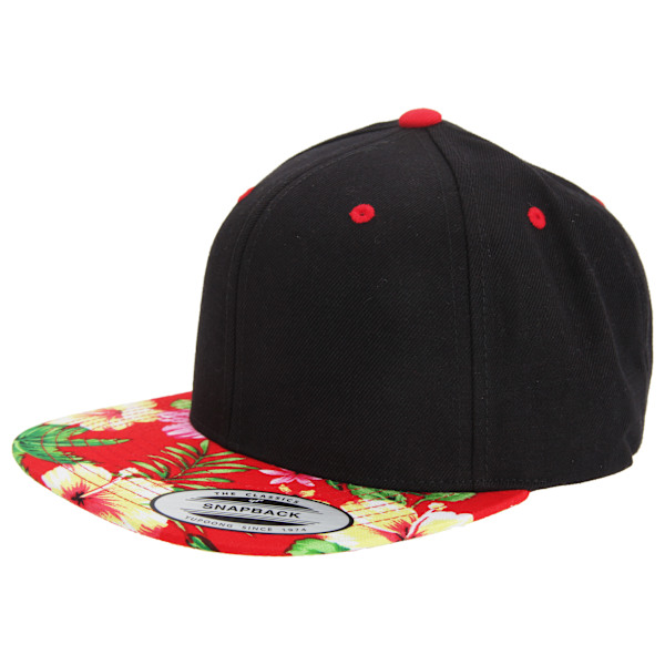 Yupoong Fashion Print Premium Snapback Cap (2-pack) One Black/ Floral Red One Size