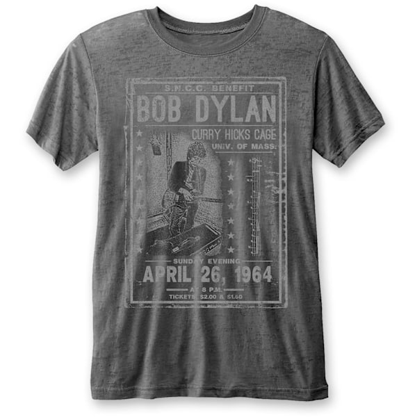 Bob Dylan Unisex Vuxen Curry Hicks Cage Burnout Bomull T-shirt Charcoal Grey S