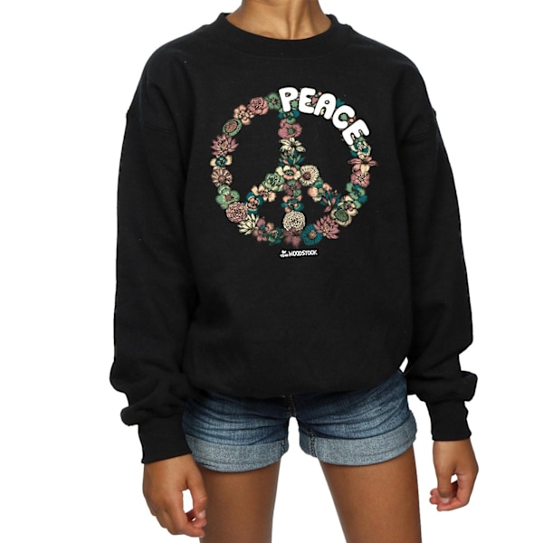 Woodstock Girls Floral Peace Sweatshirt 5-6 år Svart Black 5-6 Years