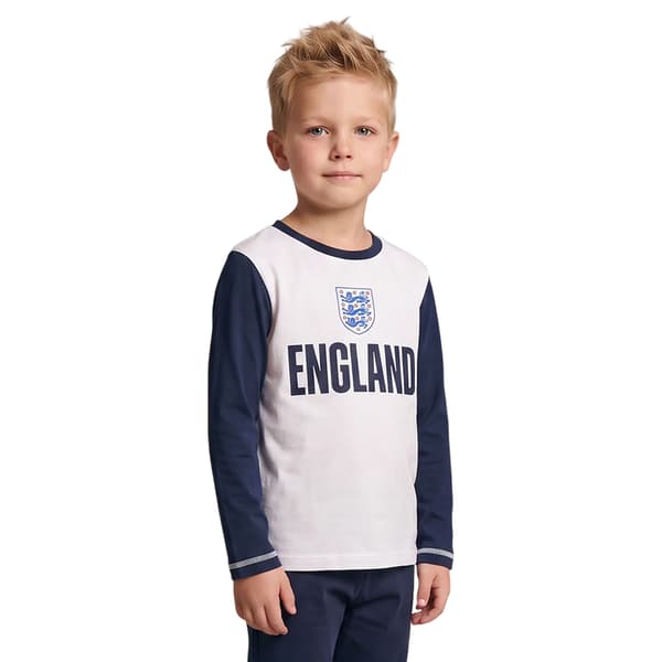 England FA Pojkar Crest Vanligt Långt Pyjamasset 4-5 År Vit White 4-5 Years