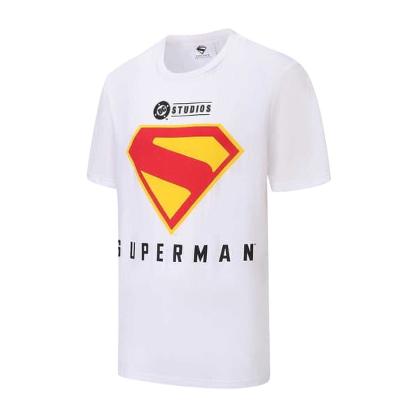 Superman Herr Logotyp T-shirt i Bomull L Vit/Röd/Gul White/Red/Yellow L