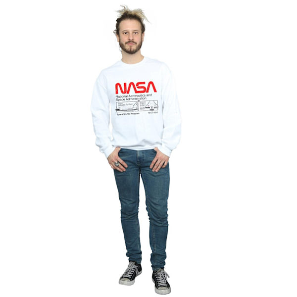 NASA Herr Space Shuttle Sweatshirt M Vit White M