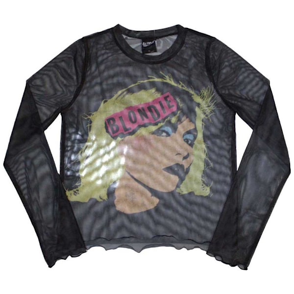Blondie Dam/Kvinnor Punk Poster Mesh Långärmad Crop Top XS Black XS