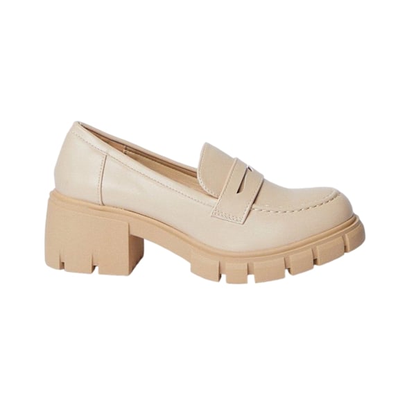 Faith Dam/Dam Neddie Chunky Penny Loafers 5 UK Beige Beige 5 UK