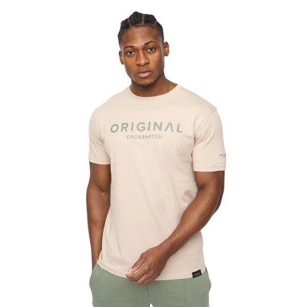 Crosshatch Herr Bardon T-shirt i bomull M Ljus Sten Light Stone M