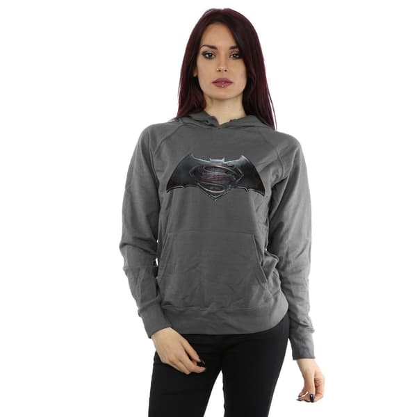 DC Comics Herr Batman v Superman Logotyp Hoodie M Kolgrå Charcoal M