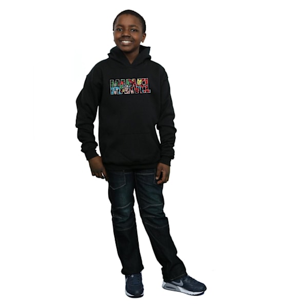 Marvel Comics Boys Logo Character Infill Hoodie 9-11 år Svart Black 9-11 Years