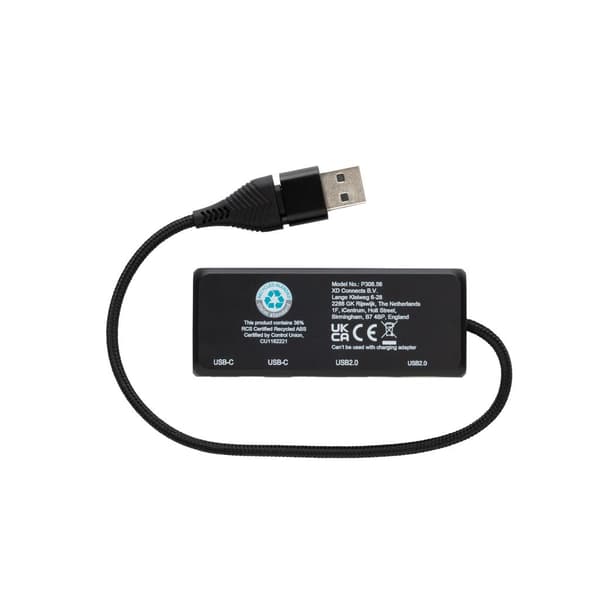 XD Collection Link USB-hub i bambu, One Size, Svart Black One Size
