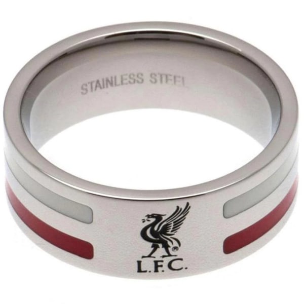 Liverpool FC Rostfritt stål Stripe Ring S Silver/Röd/Vit Silver/Red/White S