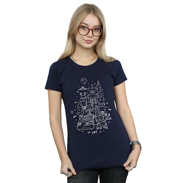 Star Wars Dam/Damer Jul Bomull T-shirt M Marinblå Navy Blue M