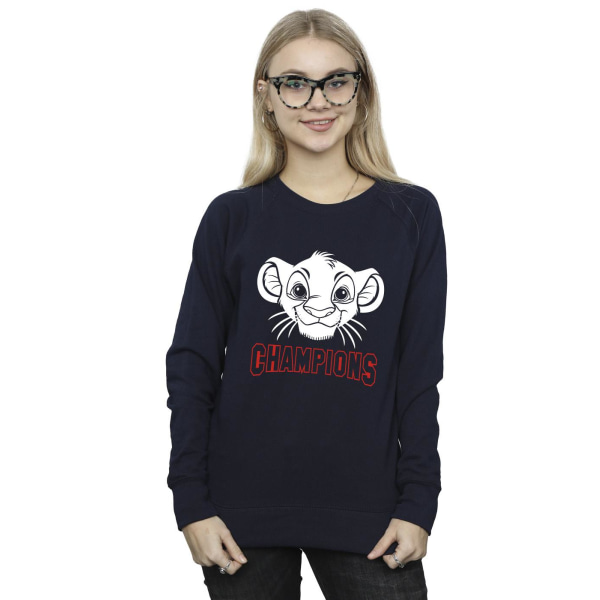 Disney Dam/Kvinnor Lejonkungen Simba Ansikte Champion Sweatshirt Navy Blue L