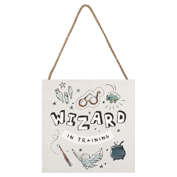 Harry Potter Wizard In Training Träblock 20cm x 20cm Grå Grey 20cm x 20cm