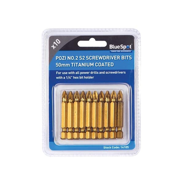 Bluespot Tools Titanskiktade Skruvmejselbitar Pz2 X 50mm (förp Multi Colour One Size