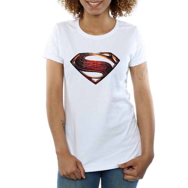 Superman Dam/Dam T-shirt i bomull med logotyp XXL Vit White XXL