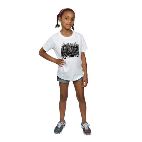 Marvel Girls Avengers Mono Team Art Bomull T-shirt 7-8 år Vit White 7-8 Years