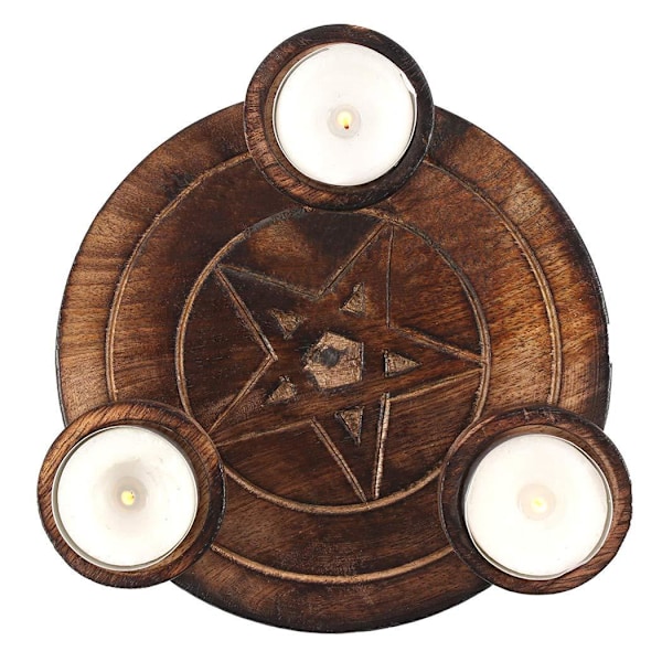 Pentagram Tealight-hållare i trä, One Size Wood One Size