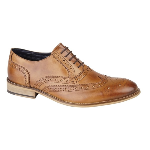 Roamers Herr Läder Brogue Oxford Shoes 6 UK Tan Tan 6 UK