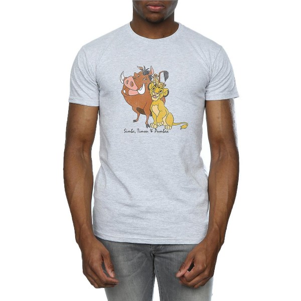 The Lion King Klassisk Simba Timon & Pumba Heather T-shirt för män Heather Grey 3XL