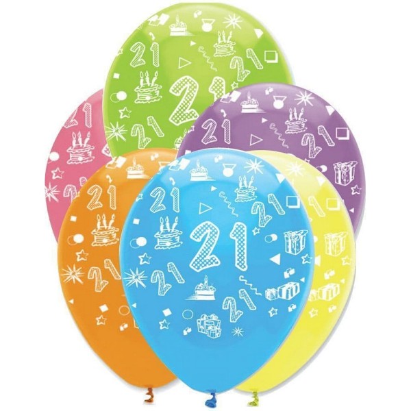 Kreativa latexballonger för 21-årsdag (6-pack) En storlek Multicoloured One Size