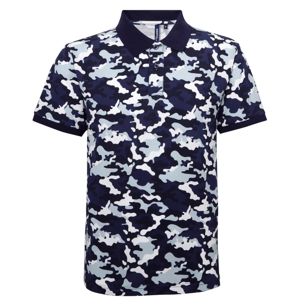 Asquith & Fox Herr Kortärmad Camo Print Polo Shirt S Camo Bl Camo Blue S